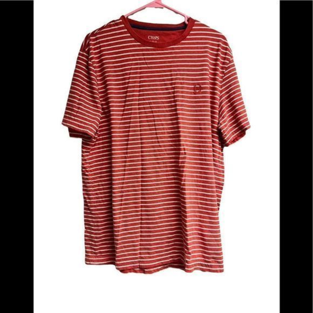 Chaps men’s large short‎ sleeve shirt red/white stripes